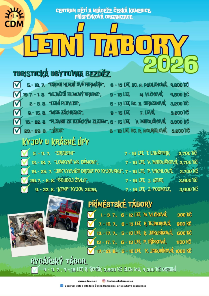 Nabídka letních táborů 2026